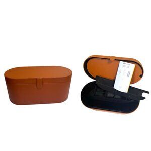 DYSON Airwrap Styler Storage Case Booklet Leather Large Hard Box Extras Brown